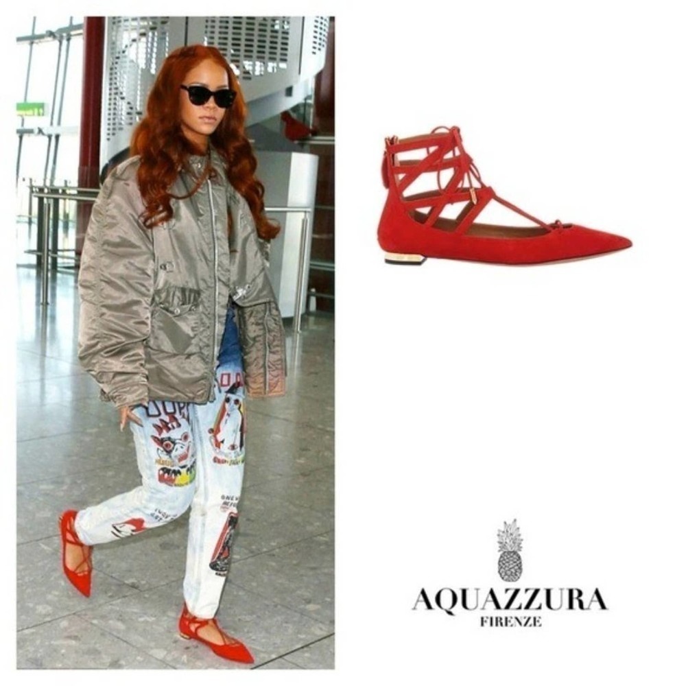 Aquazzara Belgravia lipstick red gladiator flats - Picture 9 of 14